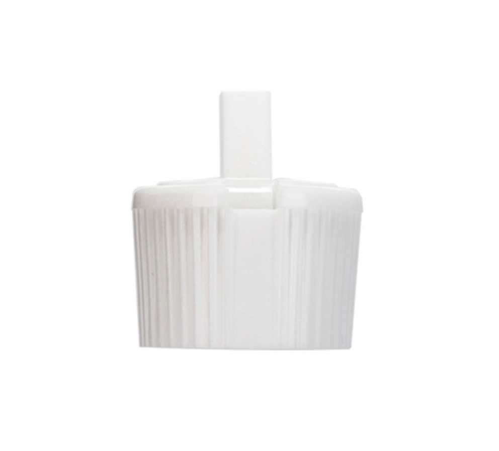 WHITE PP plastic 24-410 RIBBED SKIRT SPOUTED DISPENSING LID (.13 inch orifice)
